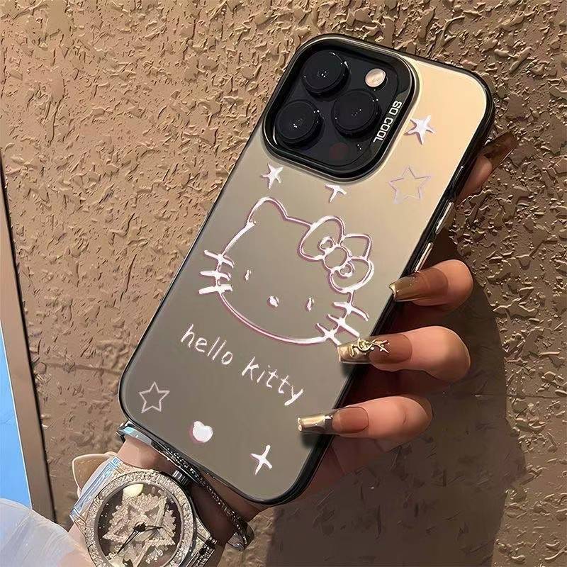 Sanrio, Pink Silvery Line Hello Kitty Colorful Pattern Phone Case Compatible with iPhone 7/8/SE2/SE3/7PLUS/8PLUS/X/XS/XR/XSMAX/11/11PRO/11PROMAX/12/12PRO/12PROMAX/13/13PRO/13PROMAX/14/14PRO/14PROMAX/14PLUS/15/15PRO/15PROMAX/1